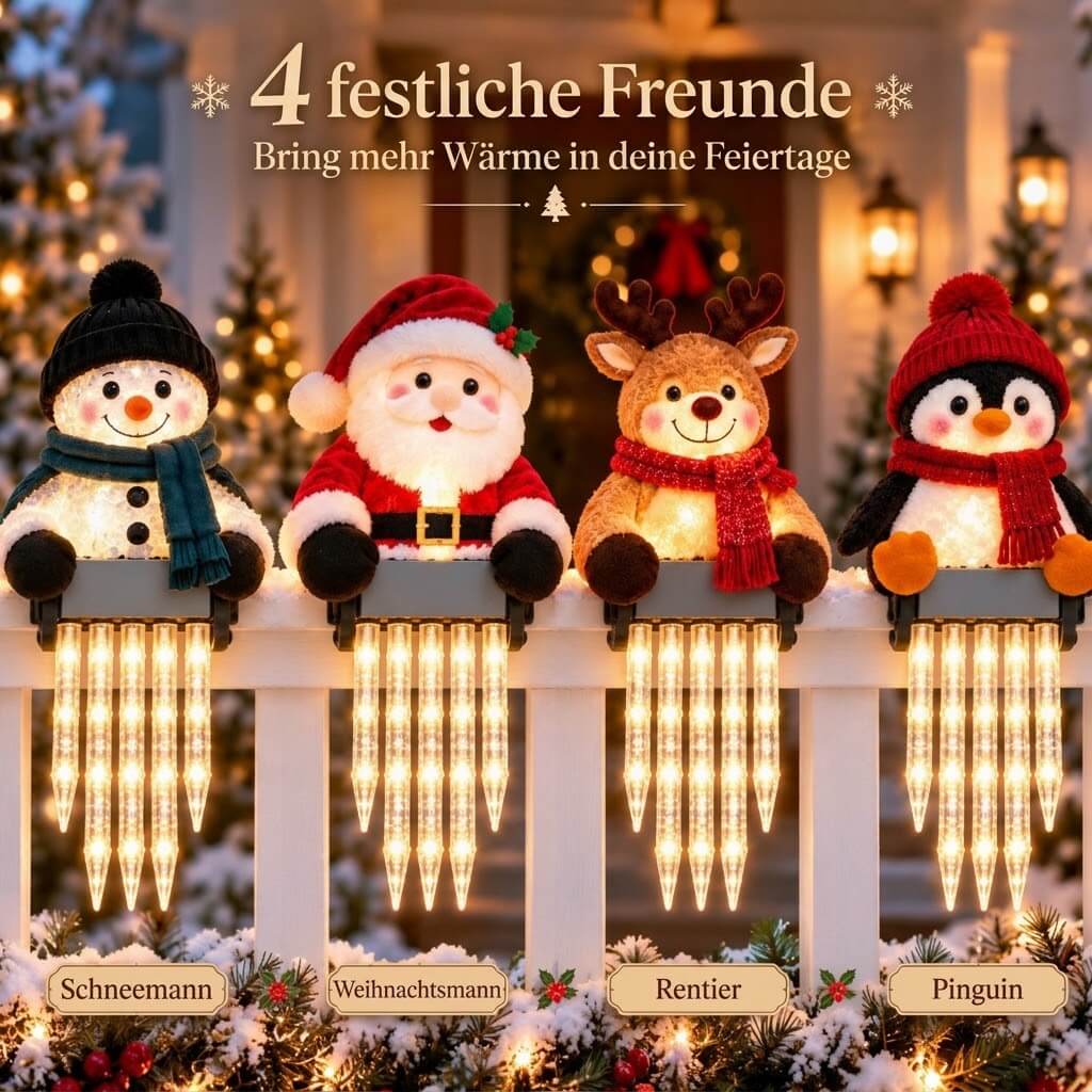 Belladrm™ FrostyFriends – Wetterfeste LED-Weihnachtsfiguren mit Eiszapfen-Licht
