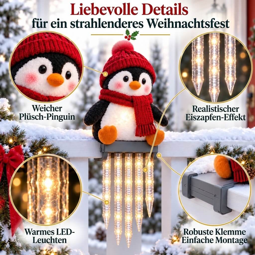 Belladrm™ FrostyFriends – Wetterfeste LED-Weihnachtsfiguren mit Eiszapfen-Licht